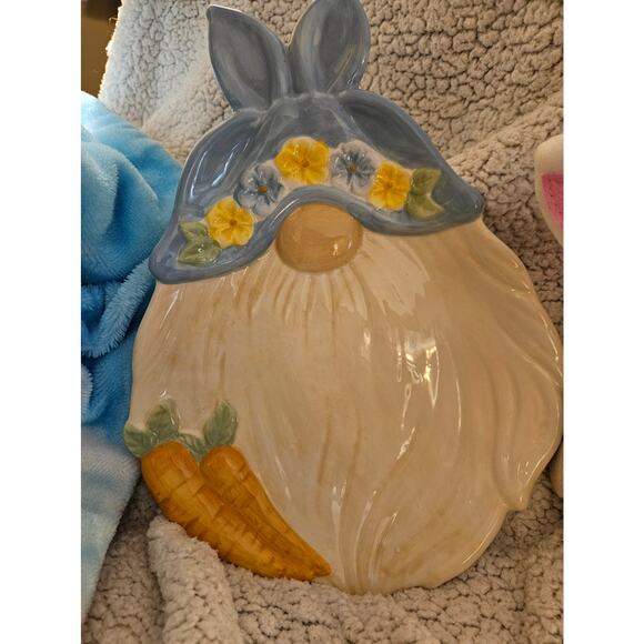 Easter Decor Bundle Gnome Serving Plate Plush Gnome Wood Sign - Picture 2 of 6